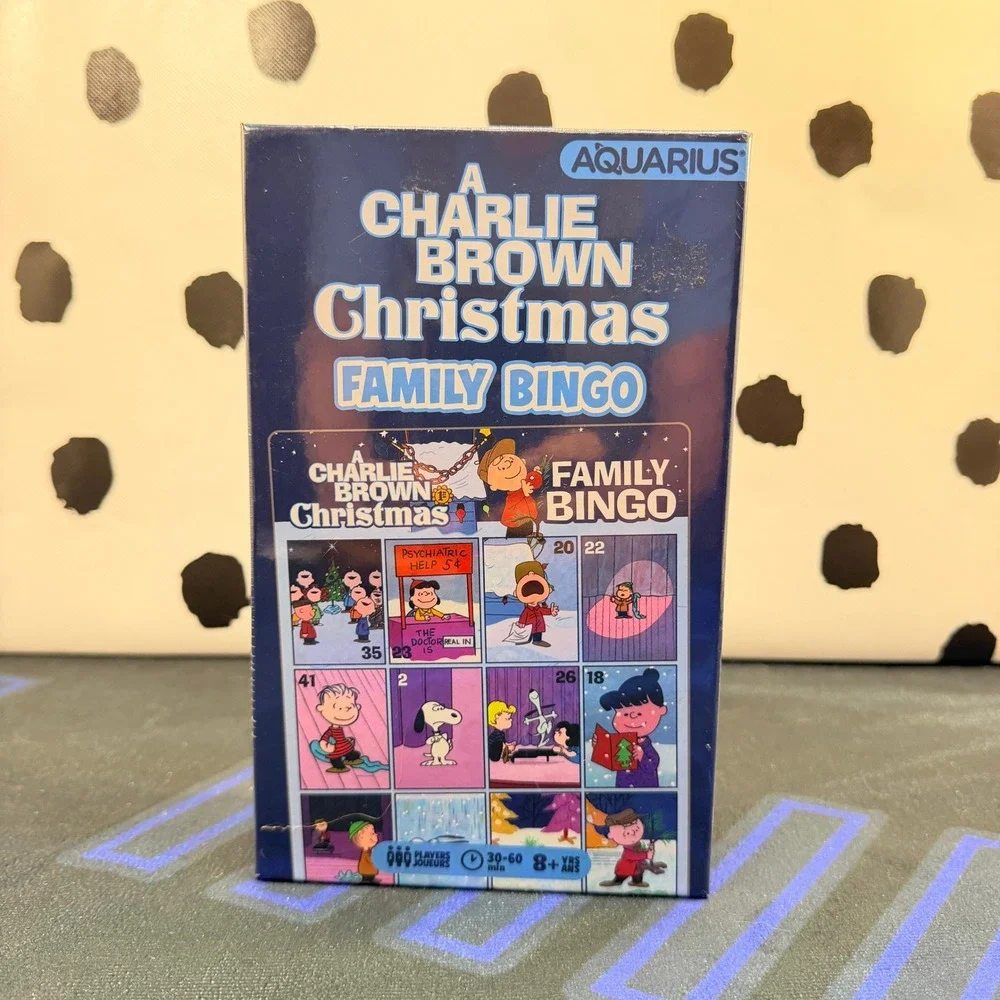 Aquarius A Charlie Brown Christmas Family Bingo Kids Blue Peanuts Holiday Game